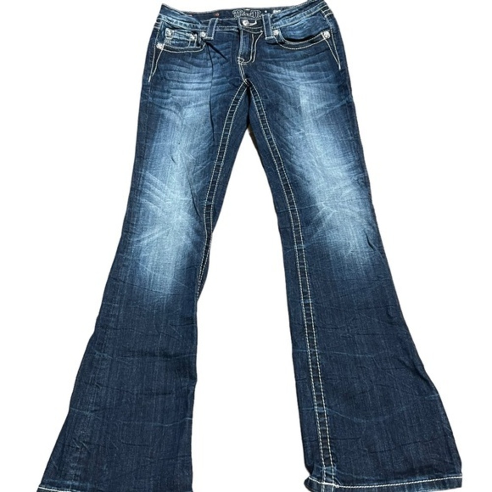 Miss Me Blue Jeans Aztec Embroidery Signature Boot Size 28